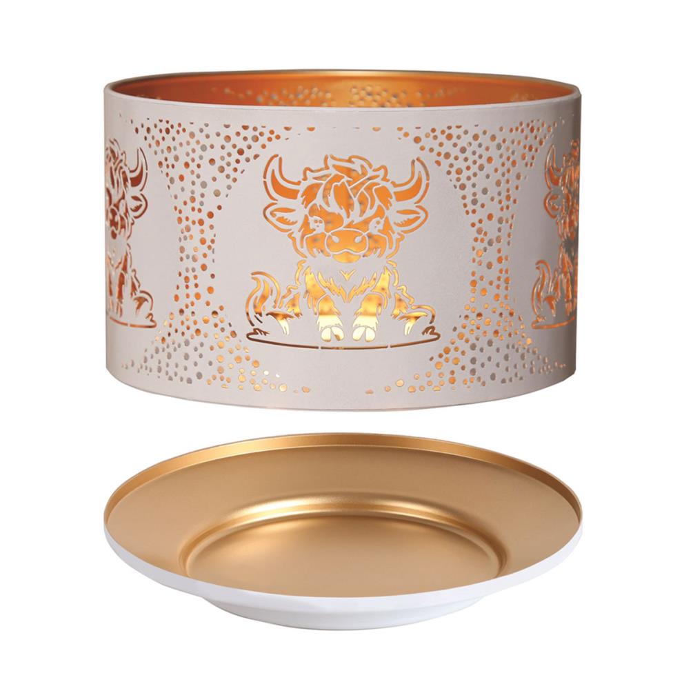 Aroma Silhouette White & Gold Highland Cow Shade & Tray £13.04